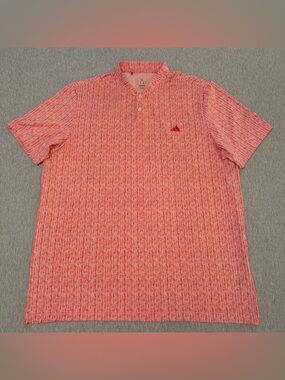 Adidas Mens XL Ultimate 365 Printed Sport Collar Golf Polo Pink/Red